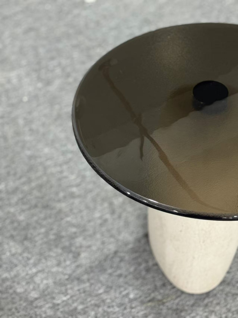 義式極簡 義大利米白洞石茶几組合 
